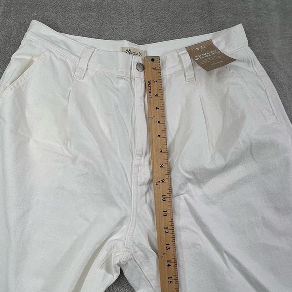 NEW Madewell 31, 12 The Harlow Wide Leg Jeans White 100% Cotton Pleated Pants - Picture 4 of 12